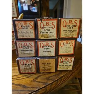 Lot of 9 Vintage QRS Player Piano Rolls